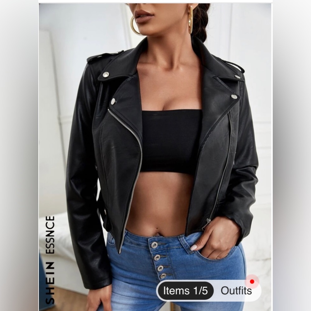 SheIn black leather jacket